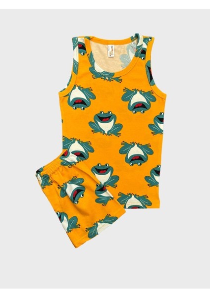 Erkek Çocuk Pamuklu Kurbağa Desenli Turuncu Atlet Boxer Takımı fiyatları
