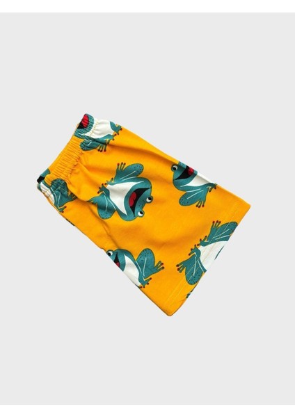 Erkek Çocuk Pamuklu Kurbağa Desenli Turuncu Atlet Boxer Takımı modelleri