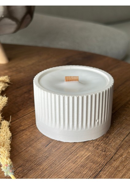 Dekoratif Doğal Mum, Modern Beyaz Ahşap Fitilli El Yapımı Mum