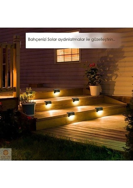 Solar Güneş Enerjili Şarj Edilen Köşebent Merdiven Bahçe Ev Ofis LED Lamba Dekor Aydınlatma 4 Adet