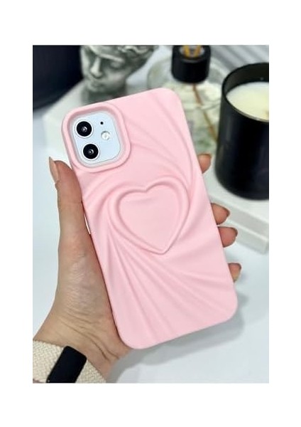 Aksesuar Apple Iphone 11 ile Uyumlu 3D Mat Saten Kalp Kabartma Desenli Darbe Önleyici Silikon Kılıf modelleri
