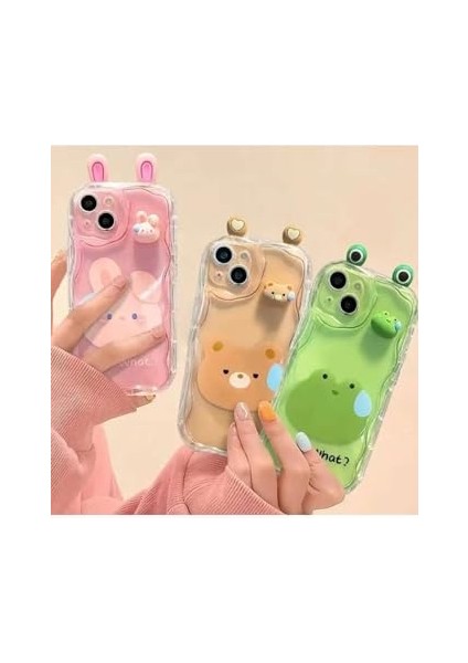 Aksesuar Iphone 13 ve 14 ile Uyumlu Kulaklı Tasarımlı Oyuncaklı Şeffaf Silikon Kılıf modelleri