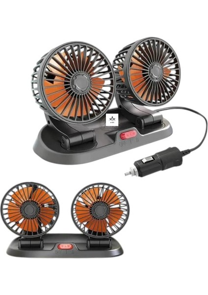 Araç Içi Vantilatör 360° Dönebilen Torpido Üstü Çift Başlıklı Vantilatör 12V Uyumlu Soğutucu Fan modelleri