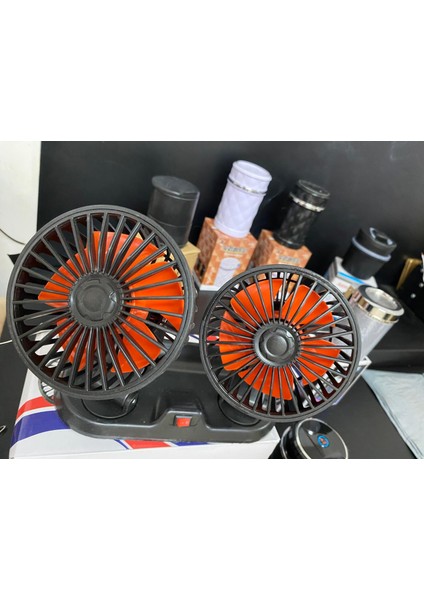 Araç Içi Vantilatör 360° Dönebilen Torpido Üstü Çift Başlıklı Vantilatör 12V Uyumlu Soğutucu Fan fırsatları