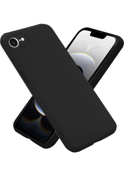 Aksesuar iPhone 16E ile Uyumlu Içi Kadife Kamera Korumalı Lansman Silikon Kılıf Ince Yapılı Tam Koruma Sağlayan Kamera Korumalı Kılıf (Siyah)