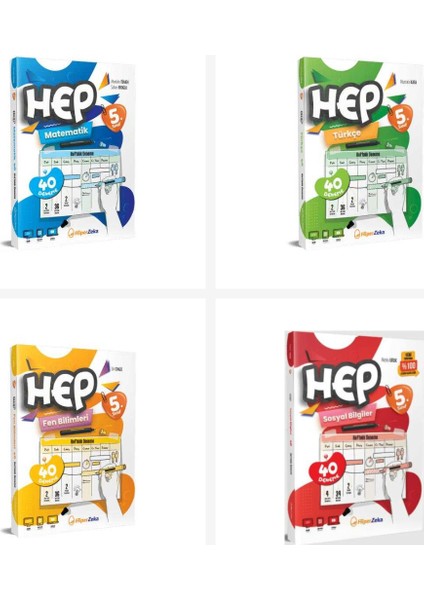 Hiper Zeka 5. Sınıf Hep Serisi Tüm Dersler Haftalık Deneme Föyler