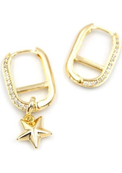 Halka Yıldız Küpe - Altın