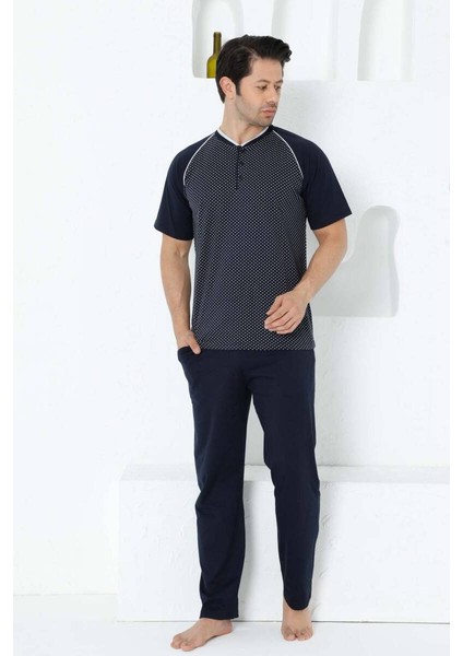 Lacivert Kısa Kollu Erkek Pijama Takımı
