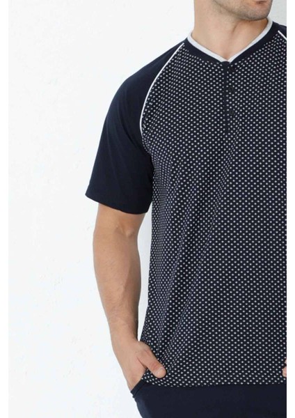 Lacivert Kısa Kollu Erkek Pijama Takımı modelleri