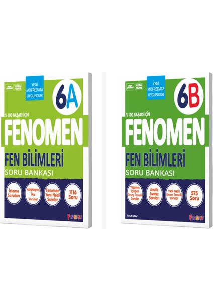 Fenomen 6. Sınıf Fen Bilimleri A + B Soru Bankası Seti 2 Kitap Fe