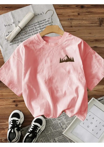 Mountain Baskılı Kadın Pamuk T-Shirt