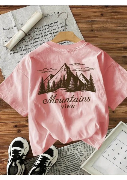 Mountain Baskılı Kadın Pamuk T-Shirt fiyatları