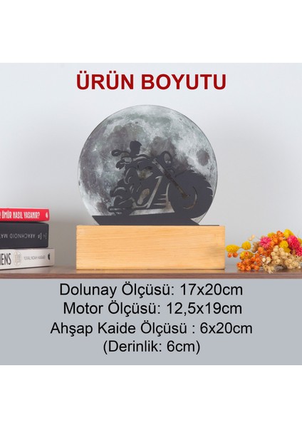 Işıklı Pleksi Dolunay Kişiselleştirilebilir Dekoratif Biblo Zora Motor Anahtar Askılığı