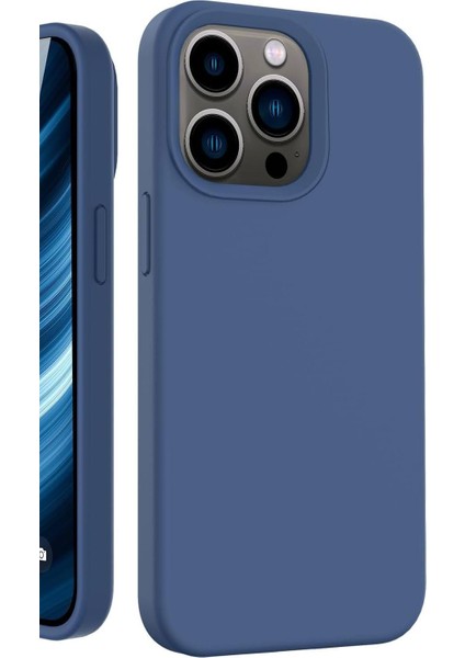 15 Pro Uyumlu Içi Kadife Lansman Liquid Silicone Kılıf Şok Emici Full Kasa Koruma Sağlayan Kılıf Dark Blue