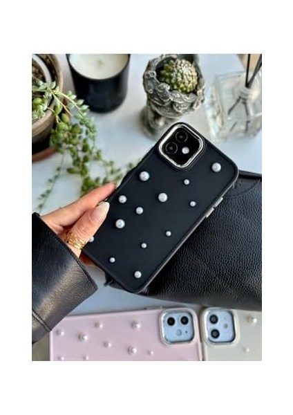 Aksesuar Iphone 11 Uyumlu 3D Oyuncaklı Pearl Tasarımlı Yumuşak Silikon Kılıf - Siyahpearl fiyatları