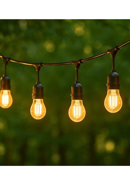 Sıralı Bahçe Duyu 5 Metre Kablolu 5 Duy E27 Su Geçirmez Dış Mekan, Eklenebilir Fişli Kullanıma Hazır modelleri
