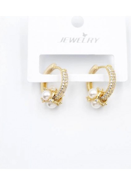 Incili Taşlı Halka Küpe - Altın fiyatları