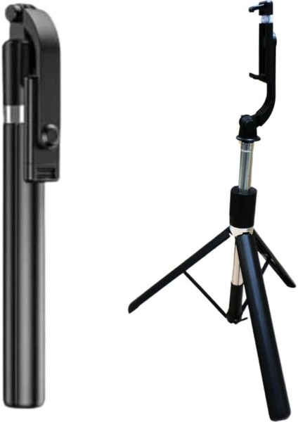 iPhone 13 Pro Max Uyumlu R1-L Mini Tripod Selfie Stick 3 In 1