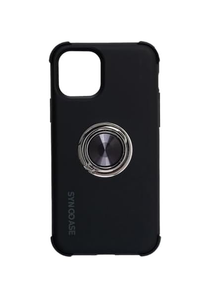 Synccase iPhone 12 Pro Max Kılıf Siyah - Darbeye Dayanıklı, 360° Koruma, Çelik Halka Tutuculu Standlı Kılıf fiyatları