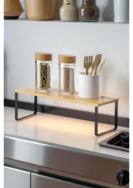 Bambu Organizer Mutfak Rafı Tezgah Üstü Çok Amaçlı Düzenleyici Baharatlık Stand Banyo Dekoratif Raf
