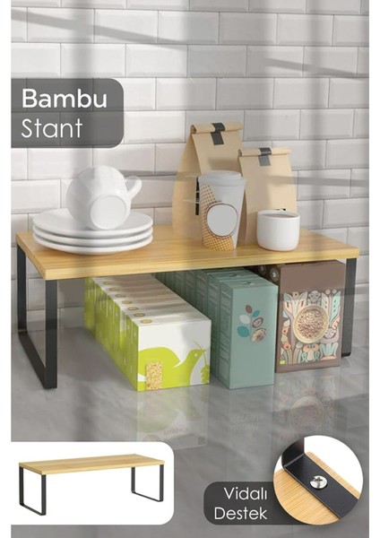 Bambu Organizer Mutfak Rafı Tezgah Üstü Çok Amaçlı Düzenleyici Baharatlık Stand Banyo Dekoratif Raf fırsatları