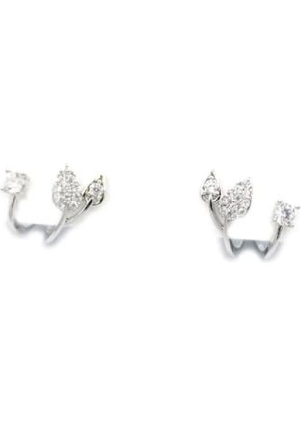 Gümüş Iğneli Yaprak Küpe - Gümüş