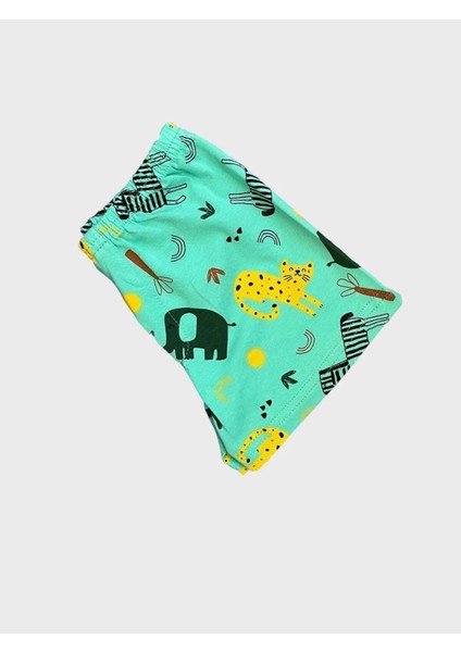 Erkek Çocuk Pamuklu Safari Fil Desenli Yeşil Atlet Boxer Takımı modelleri
