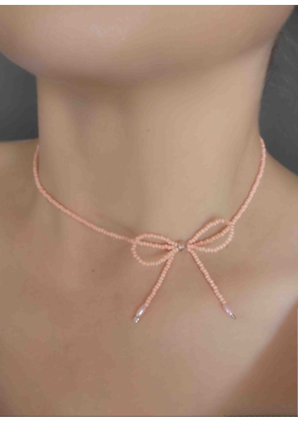 Boncuk Fiyonk Choker Kolye - Pembe