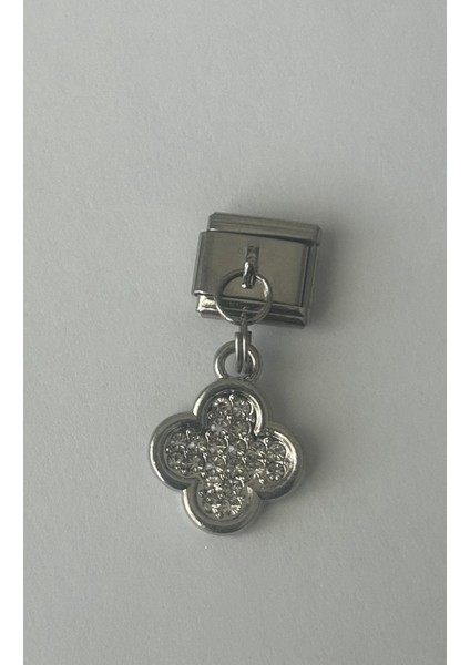 Badelis Çelik Silver Renk Taşlı Yonca Model Charm fiyatları