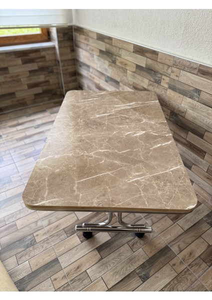 Tekerlekli Orta Sehpa, Tekerlekli Sehpa, Pratik Orta Sehpa,krom 70X110CM Masa, Tekerli Sehpa