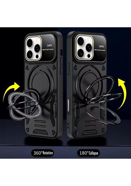Aksesuar iPhone 16 Pro Max ile Uyumlu Joy Lens Kamera Korumalı Entegre Standlı Kılıf (Siyah) fiyatları