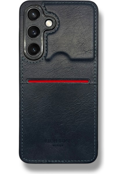 Samsung Galaxy A16 Kartlıklı Rich Boss Lüx Deri Kılıf Lacivert