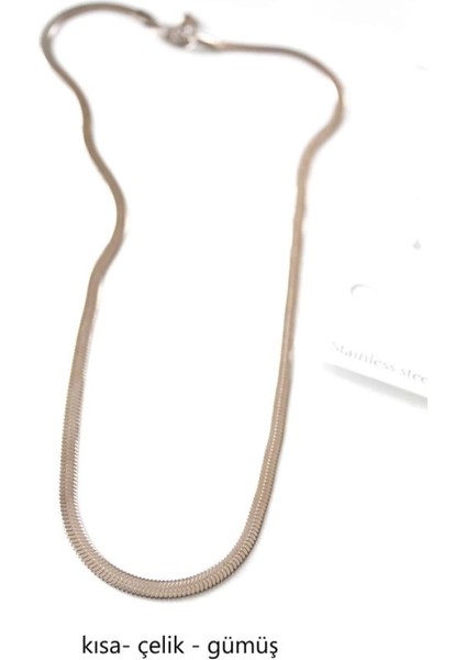Kısa Italyan Çelik Kolye-45 cm - Gümüş fiyatları