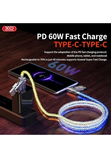 4'ü 1 Arada 60W Type-C Lightning Şarj ve Data Kablosu, 100 Cm, Rgb, Özel Çinko Alaşım, Deri Organizer, 4 Başlıklı, Yüksek Hızlı Veri Aktarımı, NB276, Şeffaf fiyatları