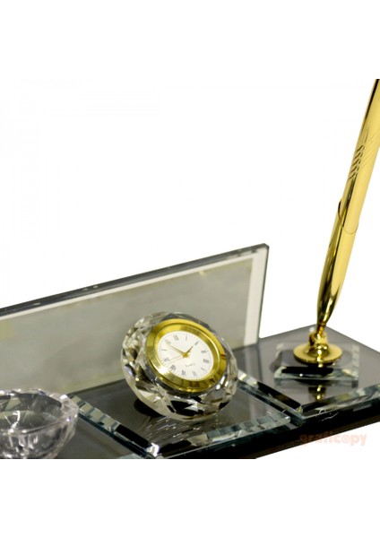 Kişiye Özel Baskılı - Masa Üstü Kristal Isimlik Set - Ofis Takımı fırsatları