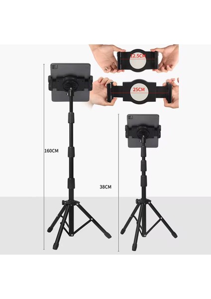 iPad Pro 11 (2024) Uyumlu Ayarlanabilir Tablet Standı Tripod Zemin Tutucu 4-14 Inç indirimleri