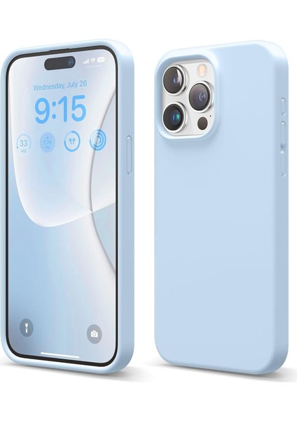 Apple iPhone 14 Pro Uyumlu Özel Ipeksi Dokunuş Hissi Veren Içi Yumuşak Kadife Lansman Silikon Kılıf Kapak (Bebe Mavi)