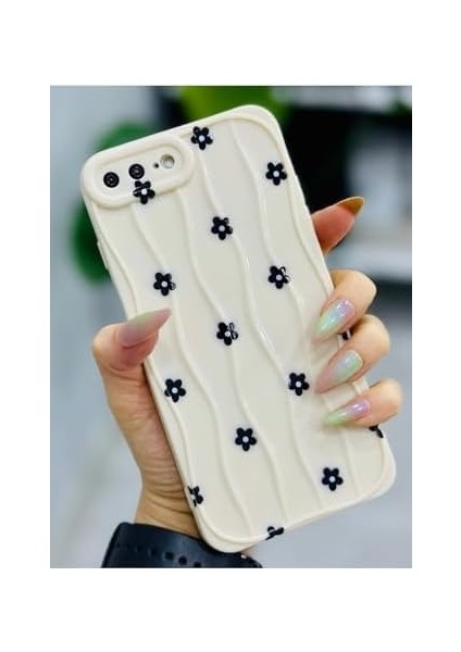 Aksesuar Iphone 7 Plus ve 8 Plus ile Uyumlu Siyah Papatya Baskılı Lansman Silikon Kılıf fiyatları