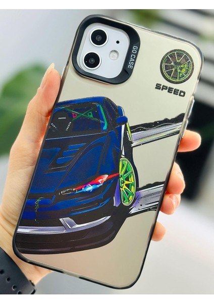 Aksesuar Iphone 11 ile Uyumlu Köşeli Parmak Izi Bırakmaz Silvia Baskılı Metalik Electro Silikon Kılıf