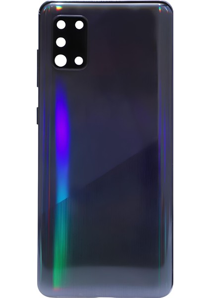 Samsung Galaxy A31 Uyumlu Kamera Camlı Batarya Kapağı (Siyah) NT-104157