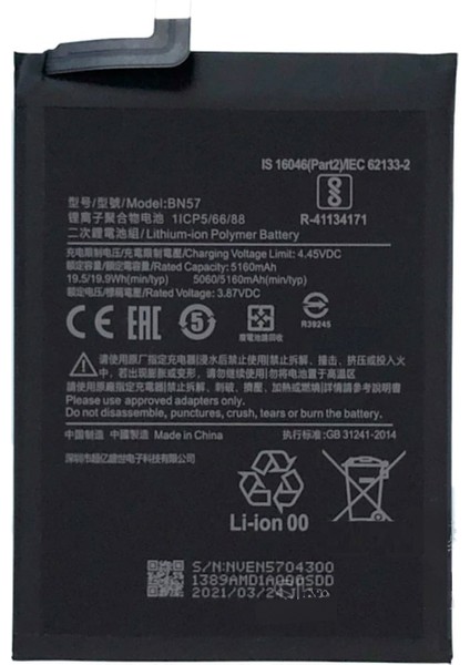 Xiaomi Poco X3 Uyumlu Mixi BN57 5170 mAh Batarya (Renksiz) NT-109570