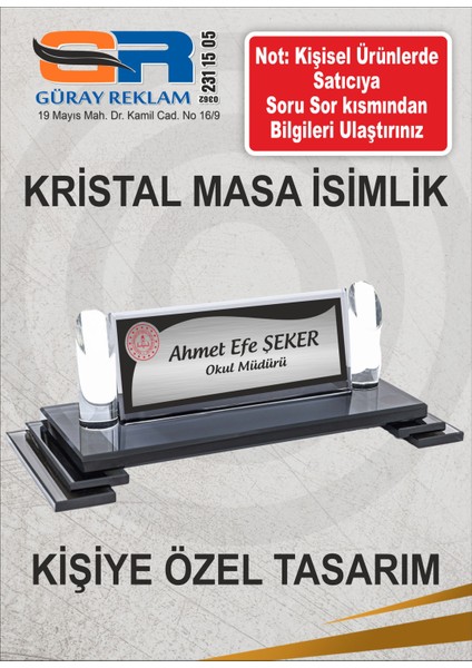 Masa Isimliği Kristal Masaüstü Isimlik Ofis Makam fiyatları