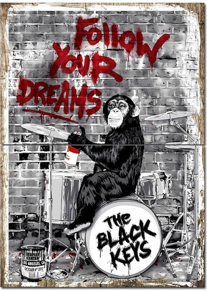 Goril The Black Keys Dekoratif Ahşap Tablo 70CMX 100CM
