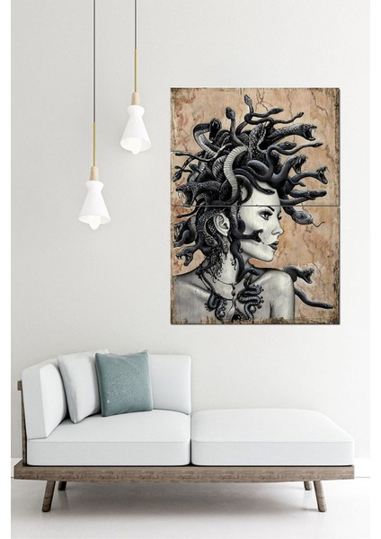 Yılan Saçlı Kadın Medusa Model Ahşap Tablo 70CMX 100CM fiyatları