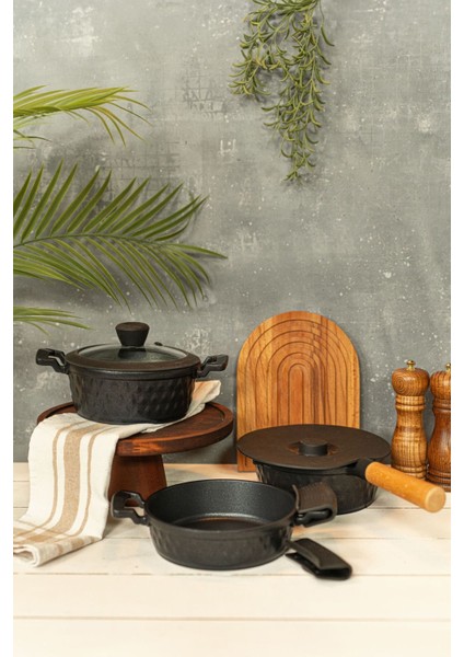 Diamond 5 Parça Siyah Midi Set
