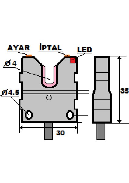 İKS-B30TA-PK ,kübik/3mm Pnp-Nc Ayar+Iptal 3-Kablo Iplik Sensör modelleri