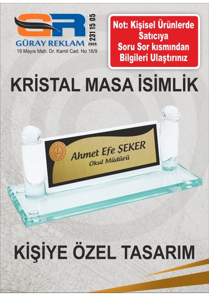Masa Isimliği Kristal Masaüstü Isimlik Ofis Makam fiyatları