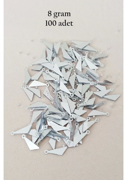 Oya Abiye Bileklik Kolye Pleksi Metalik Plastik Pul Gümüş Renk 8 Gram 100 Adet - BNC533