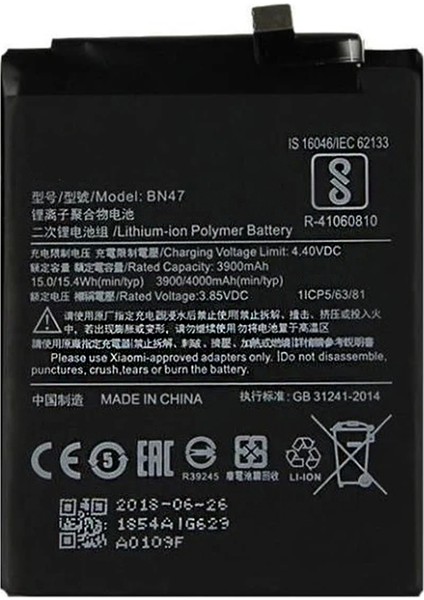 Xiaomi Mi A2 Lite Uyumlu Xiaomi NT-95800 3200 mAh Batarya