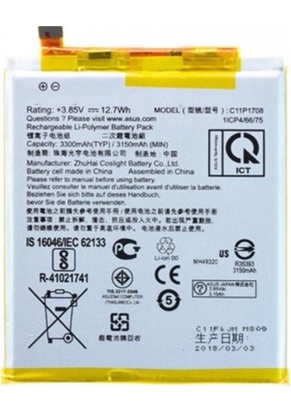 Zenfone 5 A500KL Uyumlu Asus C11P1324 2100 Mah Batarya